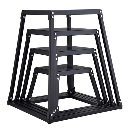 Plyometric Jump Boxes, 12/18/24/30 Inch Plyo Box, Platform and Jumping Agility Box, Anti-Slip Fitness Exercise Step Up Box Set for Home Gym Training, Conditioning Strength Training, Black