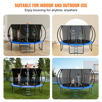 3.66m Trampoline, 181 kg Trampoline with Enclosure Net, Ladder, and Curved Pole, Heavy Duty Trampoline with Jumping Mat and Spring Cover Padding, Outdoor Recreational Trampolines for Kids Adults