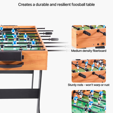Folding Foosball Table, 106 cm Standard Size Table, Indoor Full Size Foosball Tables for Home, Family, and Game Room, Durable Soccer Set, Includes 2 Balls