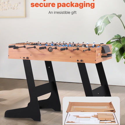Folding Foosball Table, 106 cm Standard Size Table, Indoor Full Size Foosball Tables for Home, Family, and Game Room, Durable Soccer Set, Includes 2 Balls