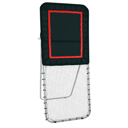 Folding Lacrosse Rebounder for Backyard, 3x8 Ft Volleyball Bounce Back Net, Pitchback Throwback Baseball Softball Return Training Screen, Adjustable Angle Shooting Practice Training Wall, Black