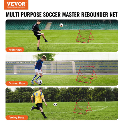 Soccer Rebounder Rebound Net, Kick-Back 100x100 cm, Portable Football Training Gifts, Fully Adjustable Angles Goal Net, Aids & Equipment for Kids Teens & All Ages, Easy Set Up & Perfect Storage