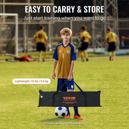 Soccer Trainer, 2-IN-1 Portable Soccer Rebounder Net, Iron Soccer Practice Equipment, Sports Football Rebounder Wall with Portable Bag, Perfect for Team Solo Training, Passing, Volley