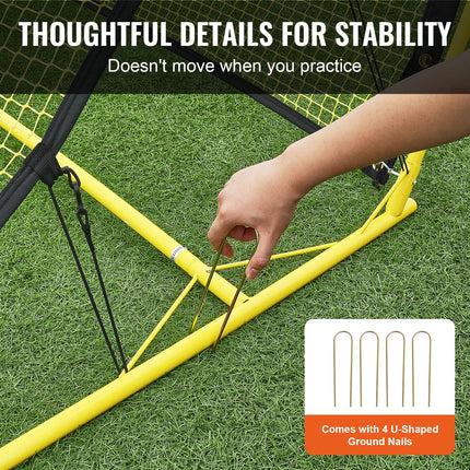 Soccer Trainer, 2-IN-1 Portable Soccer Rebounder Net, Iron Soccer Practice Equipment, Sports Football Rebounder Wall with Portable Bag, Perfect for Team Solo Training, Passing, Volley