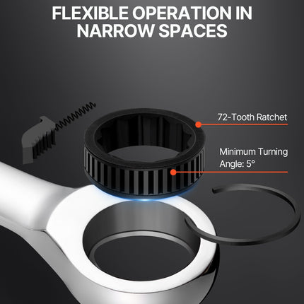 Combination Wrench Set 8-Piece Metric 8 mm to 19 mm with Organizer Rack