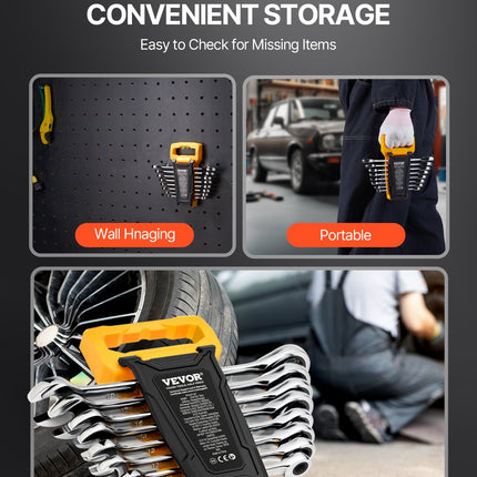 Combination Wrench Set 8-Piece Metric 8 mm to 19 mm with Organizer Rack