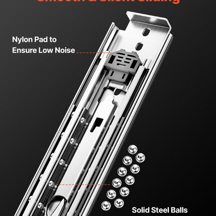 1 Pair 18-60 in Soft-Close Drawer Slides Ball Bearing Full Extension