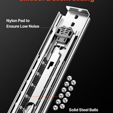 1 Pair 18-60 in Soft-Close Drawer Slides Ball Bearing Full Extension