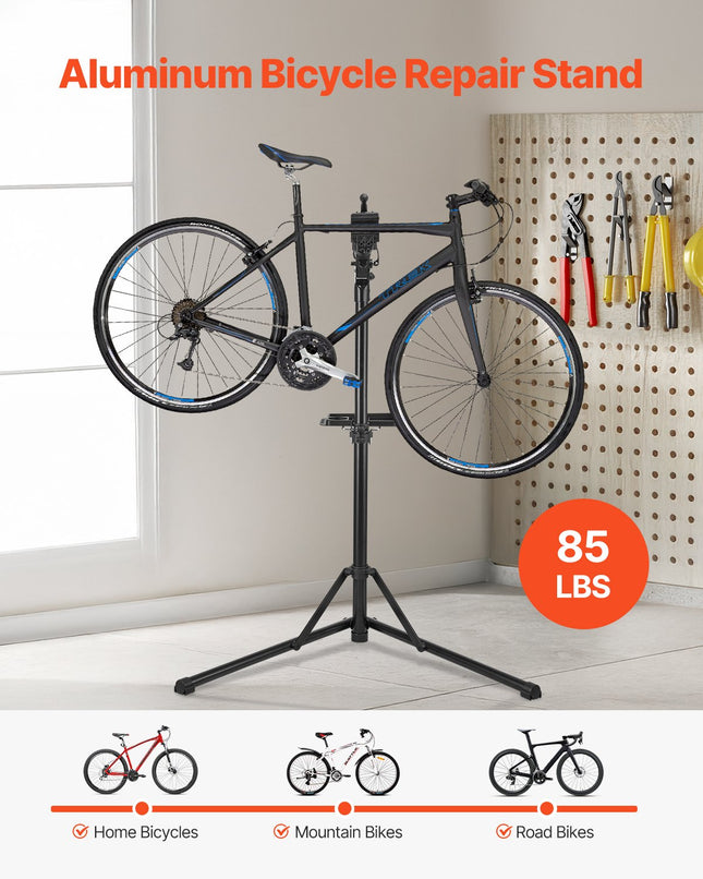 Bike Repair Stand, 38.56 kg Heavy-duty Bicycle Work Stand with 1035-1630 mm Adjustable Height & Magnetic Tool Tray, Foldable Bicycle Maintenance Rack, Shop Home Mechanics for Mountain & Road Bike