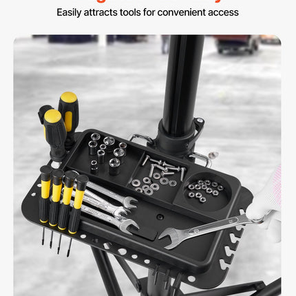Bike Repair Stand, 38.56 kg Heavy-duty Bicycle Work Stand with 1035-1630 mm Adjustable Height & Magnetic Tool Tray, Foldable Bicycle Maintenance Rack, Shop Home Mechanics for Mountain & Road Bike