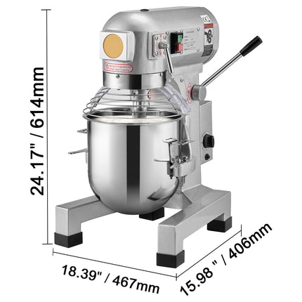 Commercial Food Mixer, 10L Commercial Stand Mixer with 3 Adjustable Speeds, 550W Dough Mixer with Stainless Steel Bowl and 3 Mixing Attachments, Ideal for Restaurant, Bakery, Pastry shop, Cafe