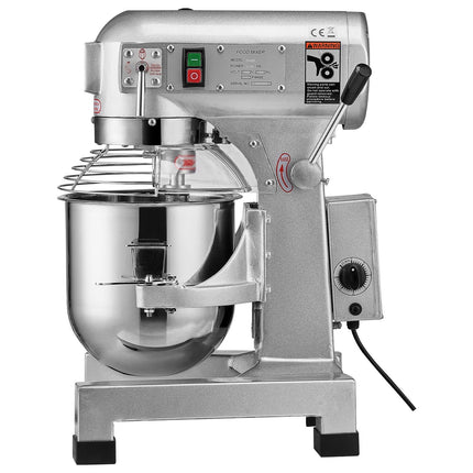 Commercial Food Mixer, 10L Commercial Stand Mixer with 3 Adjustable Speeds, 550W Dough Mixer with Stainless Steel Bowl and 3 Mixing Attachments, Ideal for Restaurant, Bakery, Pastry shop, Cafe