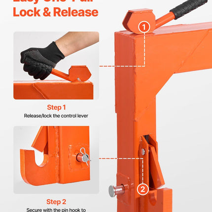 3-Point Quick Hitch with 2 in Receiver, 3000 Lbs Lift Capacity, 3-Pt Hitch with 5 Level Adjustable Bolt, Adaptation to Category 1 & 2 Tractor, Heavy Duty 3 Point Attachments, Orange