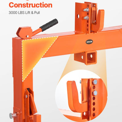 3-Point Quick Hitch with 2 in Receiver, 3000 Lbs Lift Capacity, 3-Pt Hitch with 5 Level Adjustable Bolt, Adaptation to Category 1 & 2 Tractor, Heavy Duty 3 Point Attachments, Orange