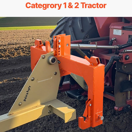 3-Point Quick Hitch with 2 in Receiver, 3000 Lbs Lift Capacity, 3-Pt Hitch with 5 Level Adjustable Bolt, Adaptation to Category 1 & 2 Tractor, Heavy Duty 3 Point Attachments, Orange